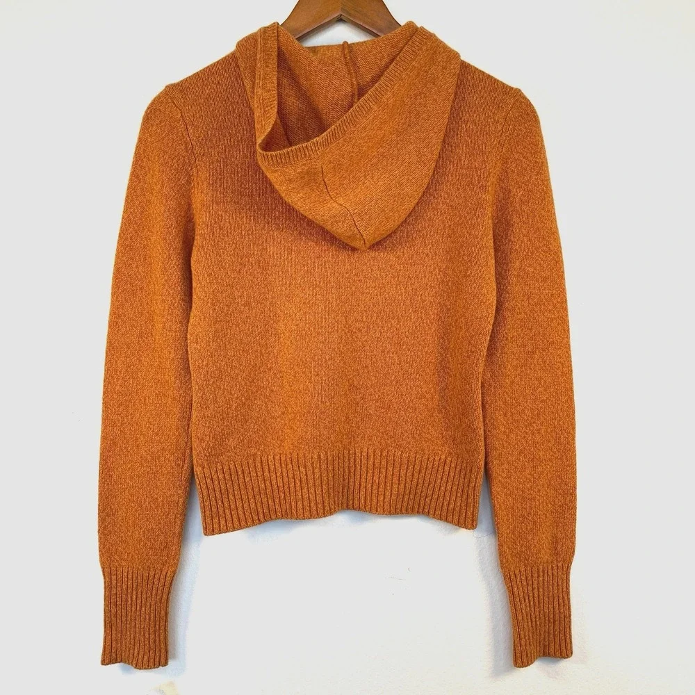NWT Vince Womens 100% Cashmere Sweater Hoodie‎ Size M Orange Lightweight READ
